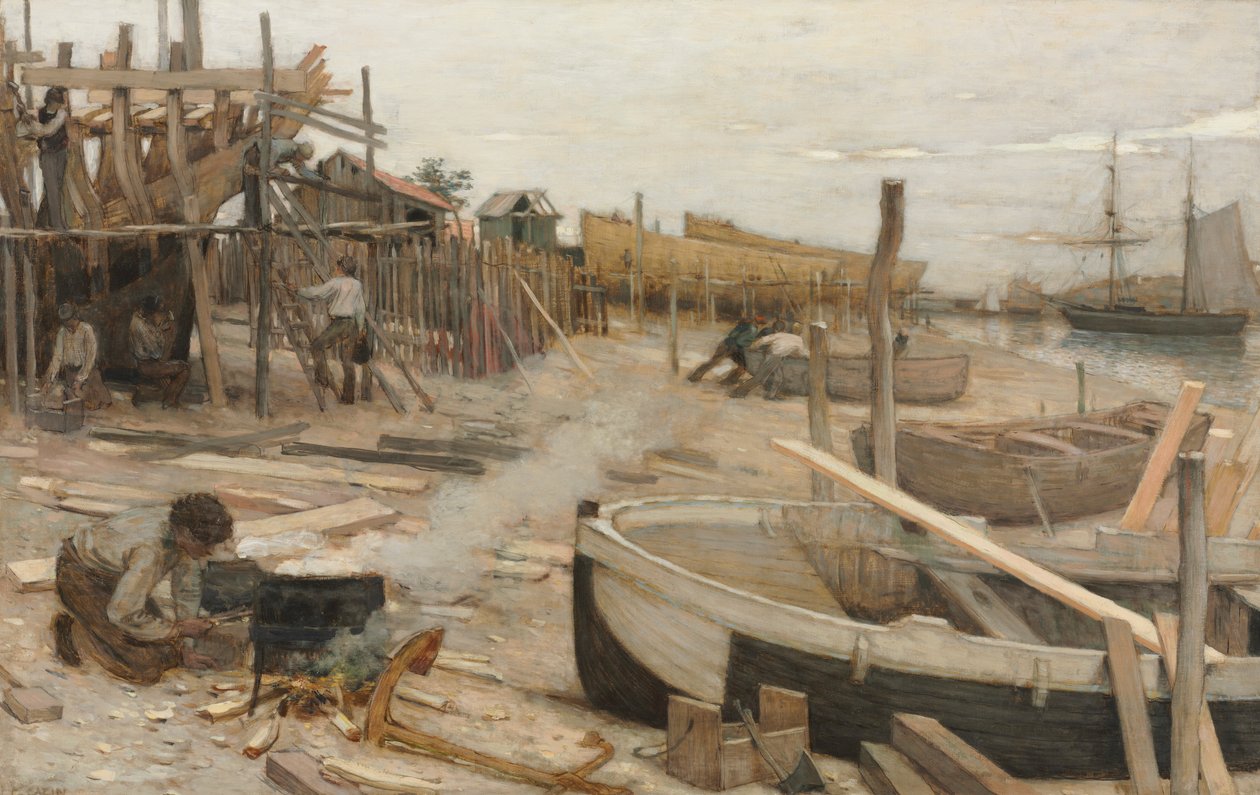 Le chantier naval, vers 1875 - Jean Charles Cazin