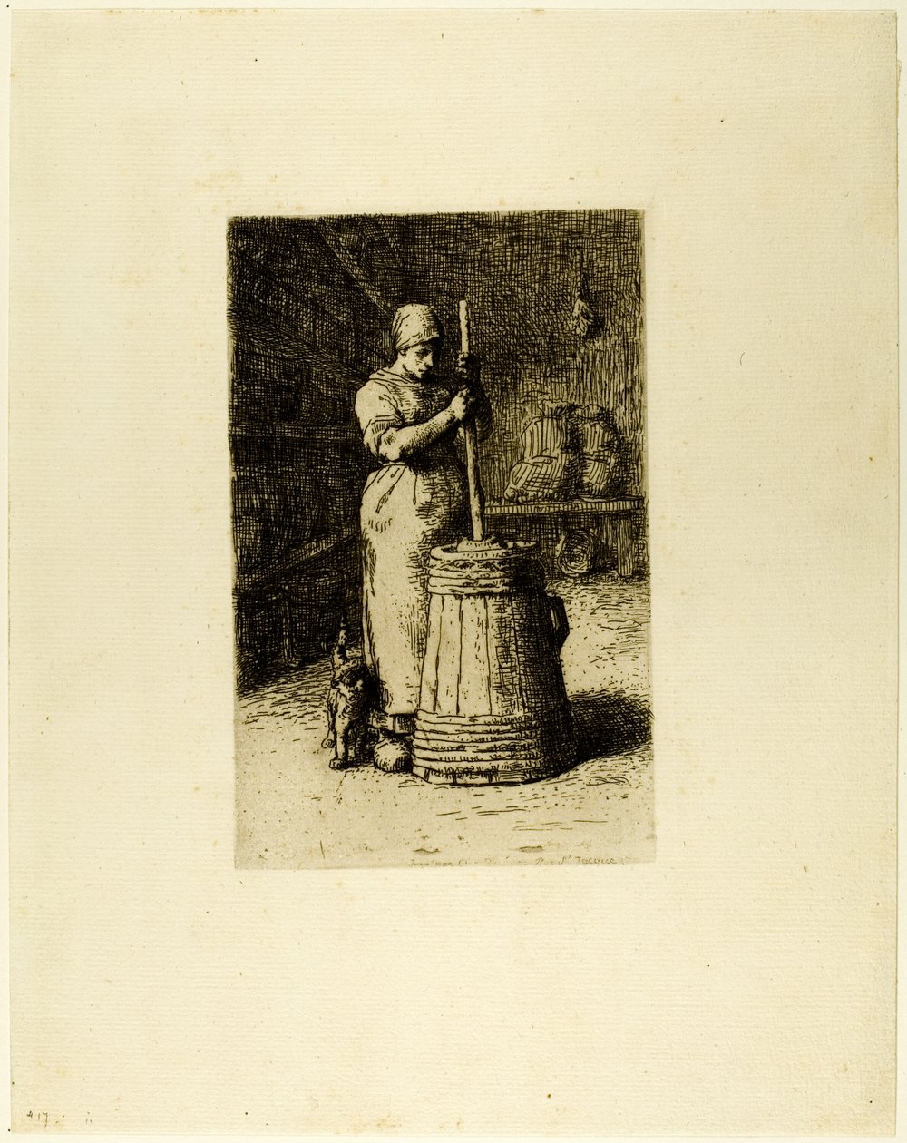 Une femme barattant - Jean Francois Millet