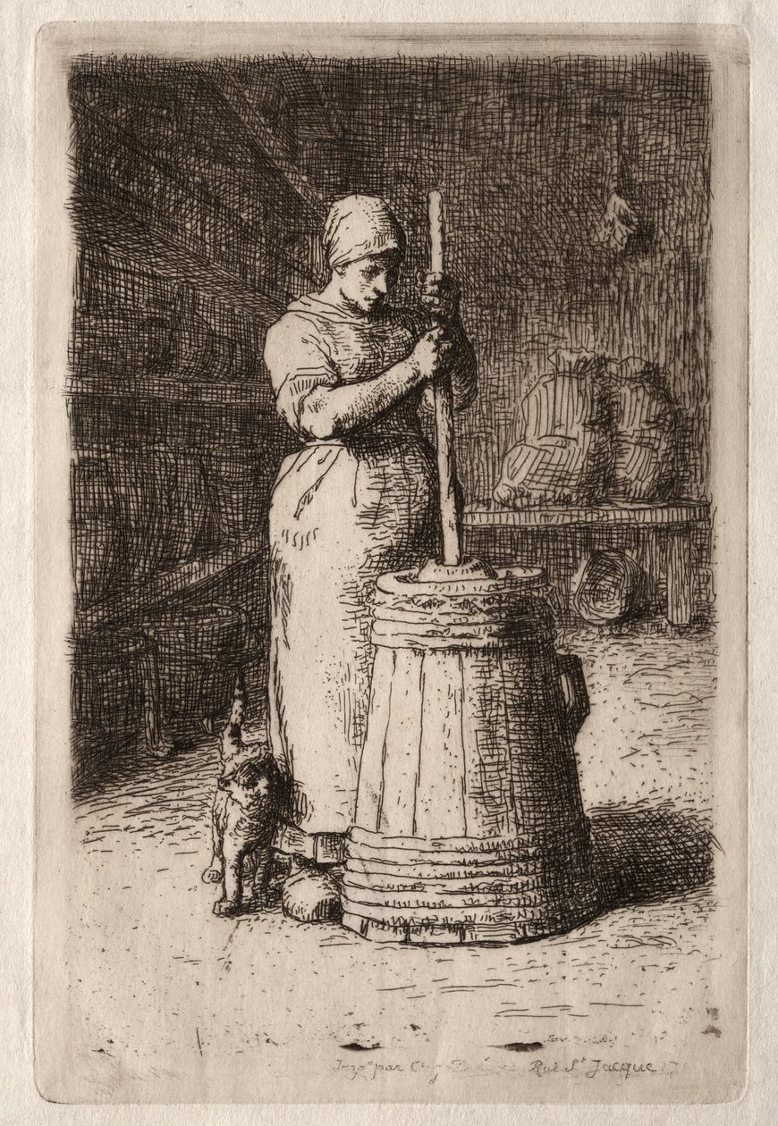Une femme barattant - Jean Francois Millet