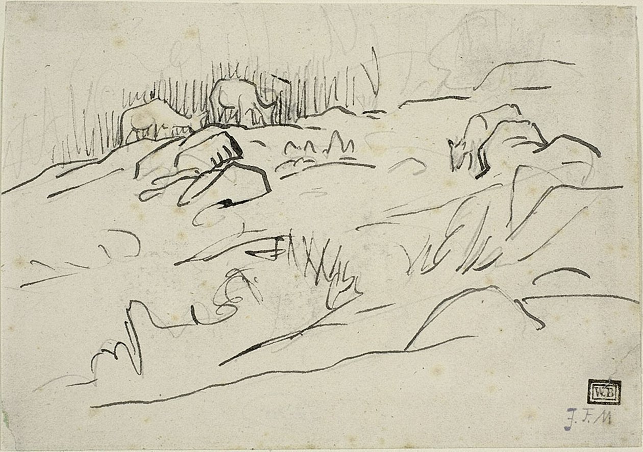 Paysage avec du bétail - Jean Francois Millet