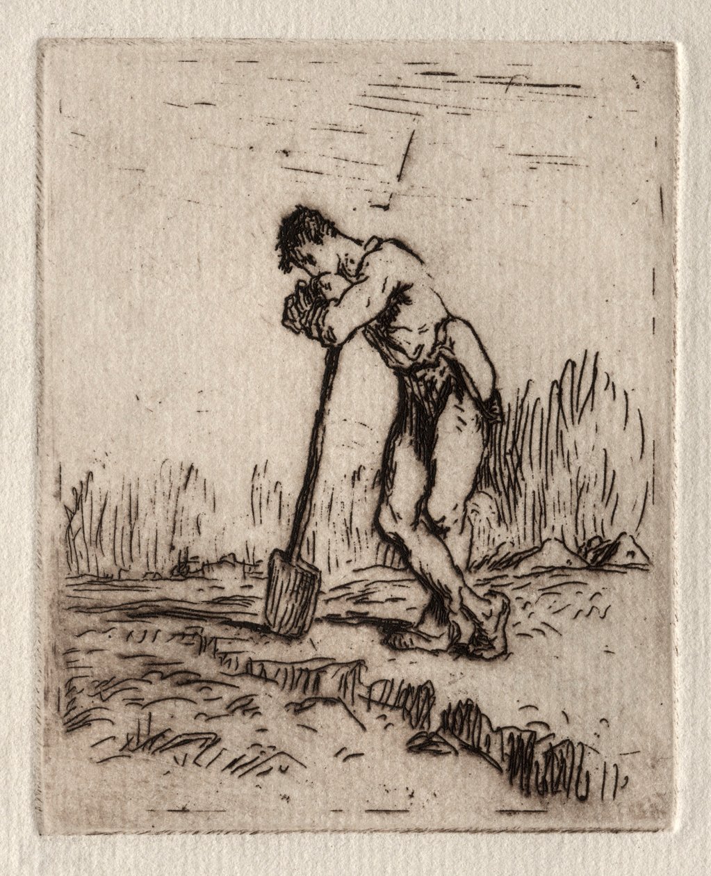 Homme appuyé sur une bêche - Jean Francois Millet