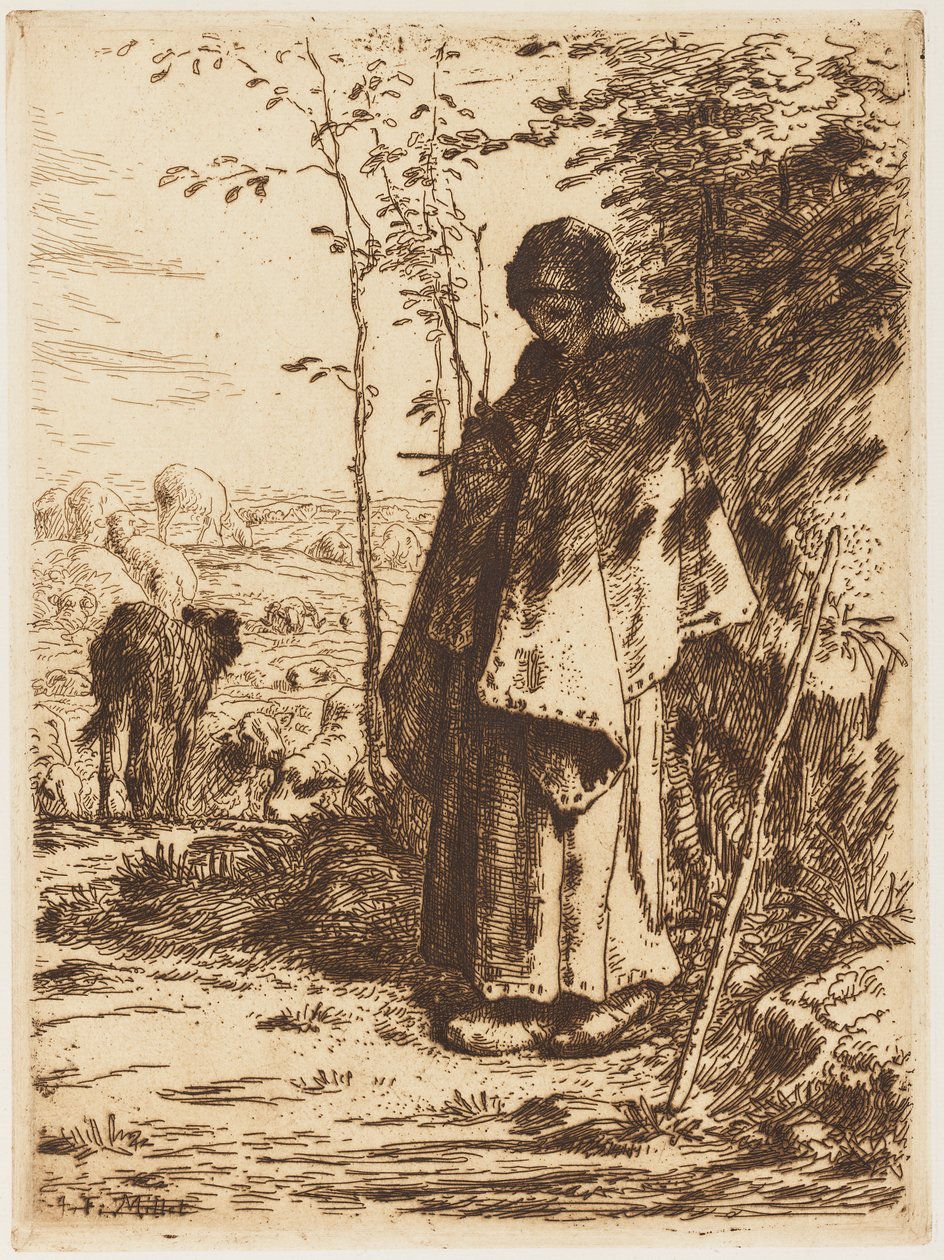 Bergère tricotant - Jean Francois Millet