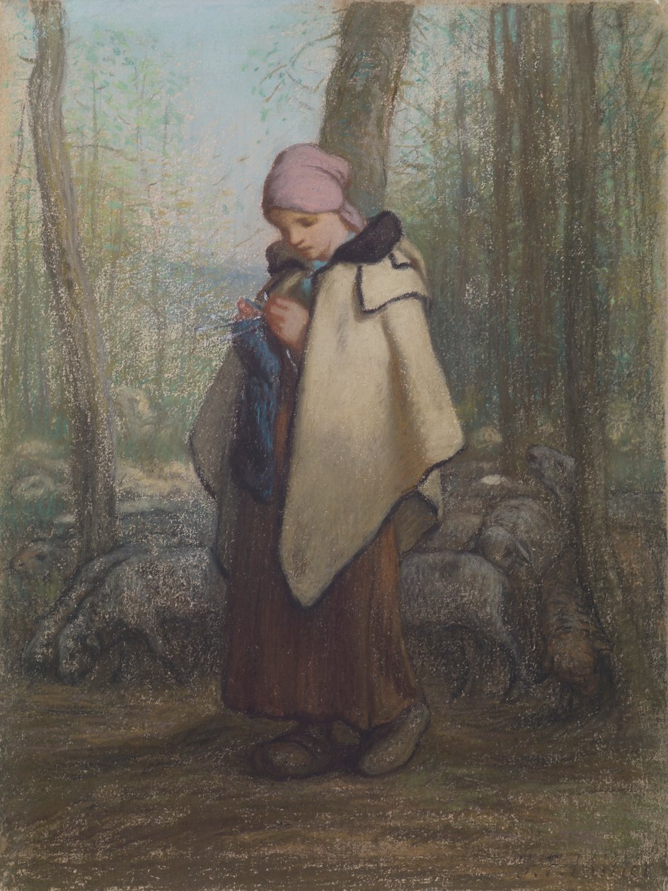 La Bergère tricotant - Jean Francois Millet