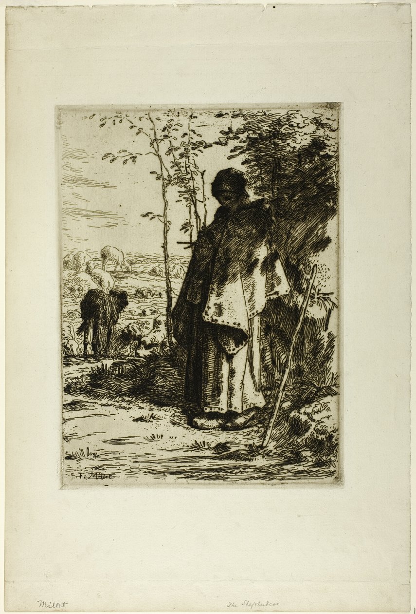 La bergère tricotant - Jean Francois Millet