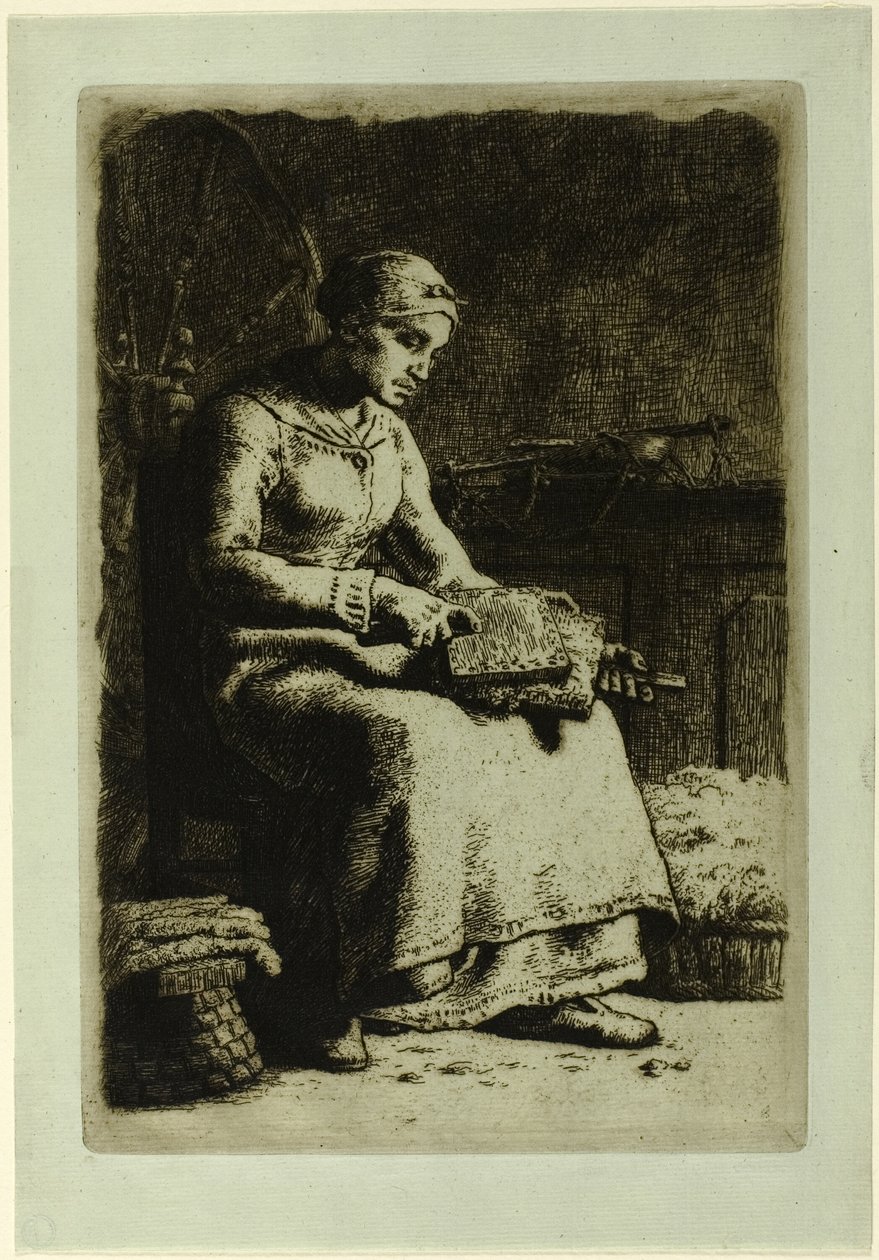 La Cardeuse de laine - Jean Francois Millet