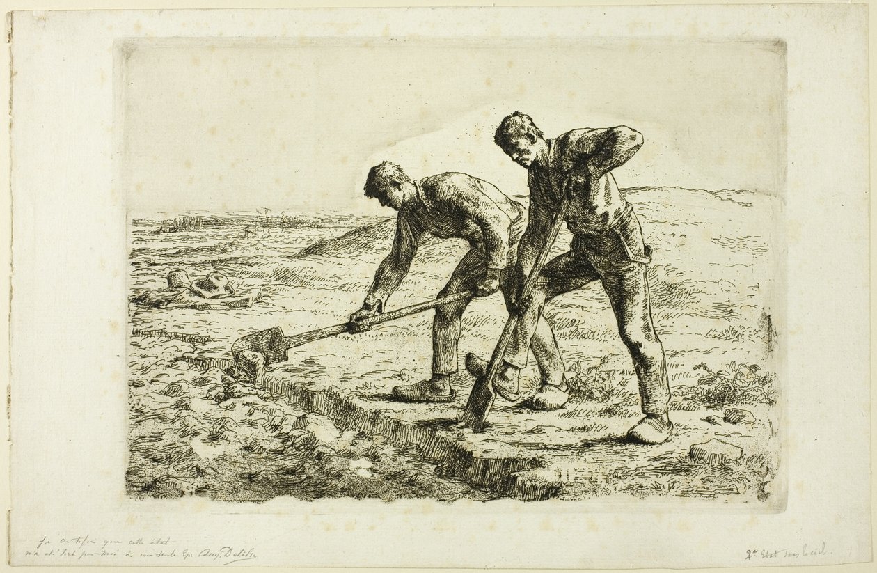 Deux hommes creusant - Jean Francois Millet