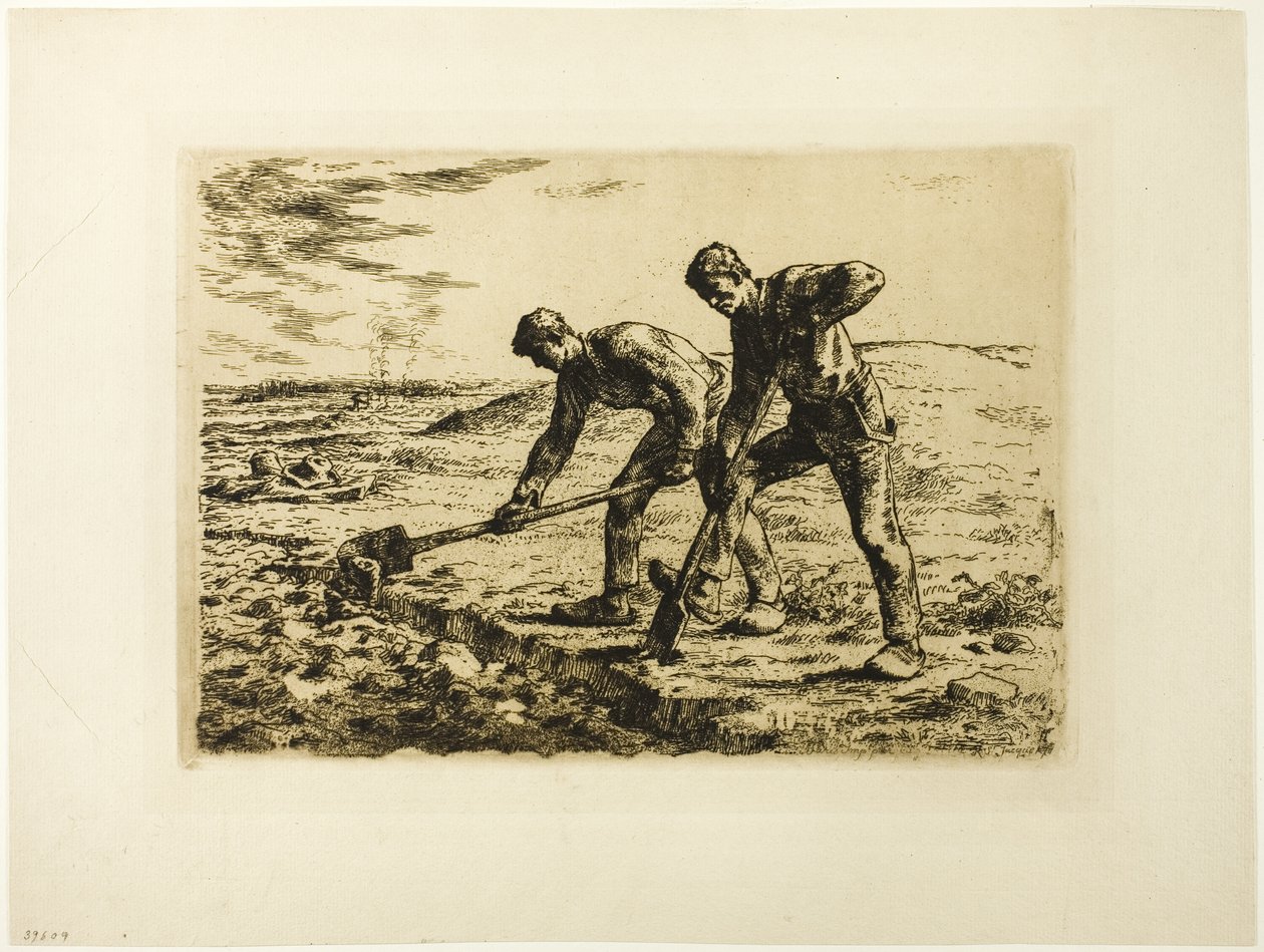 Deux hommes creusant - Jean Francois Millet