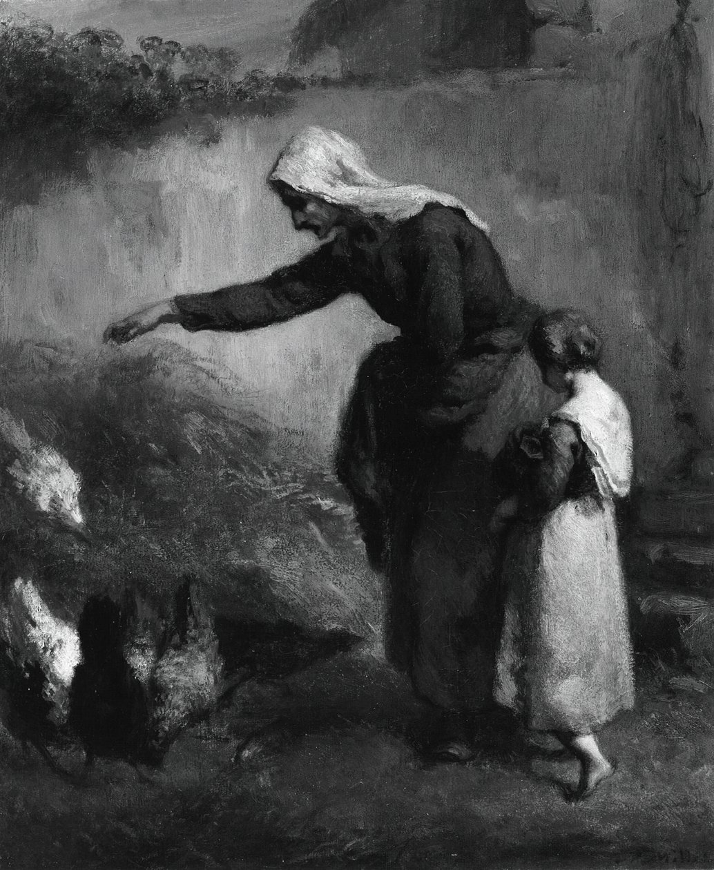 Femme nourrissant des poules, 1846-1848 - Jean Francois Millet