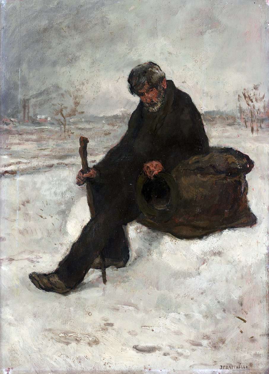 Un philosophe, Cheminot dans la neige - Jean Francois Raffaelli