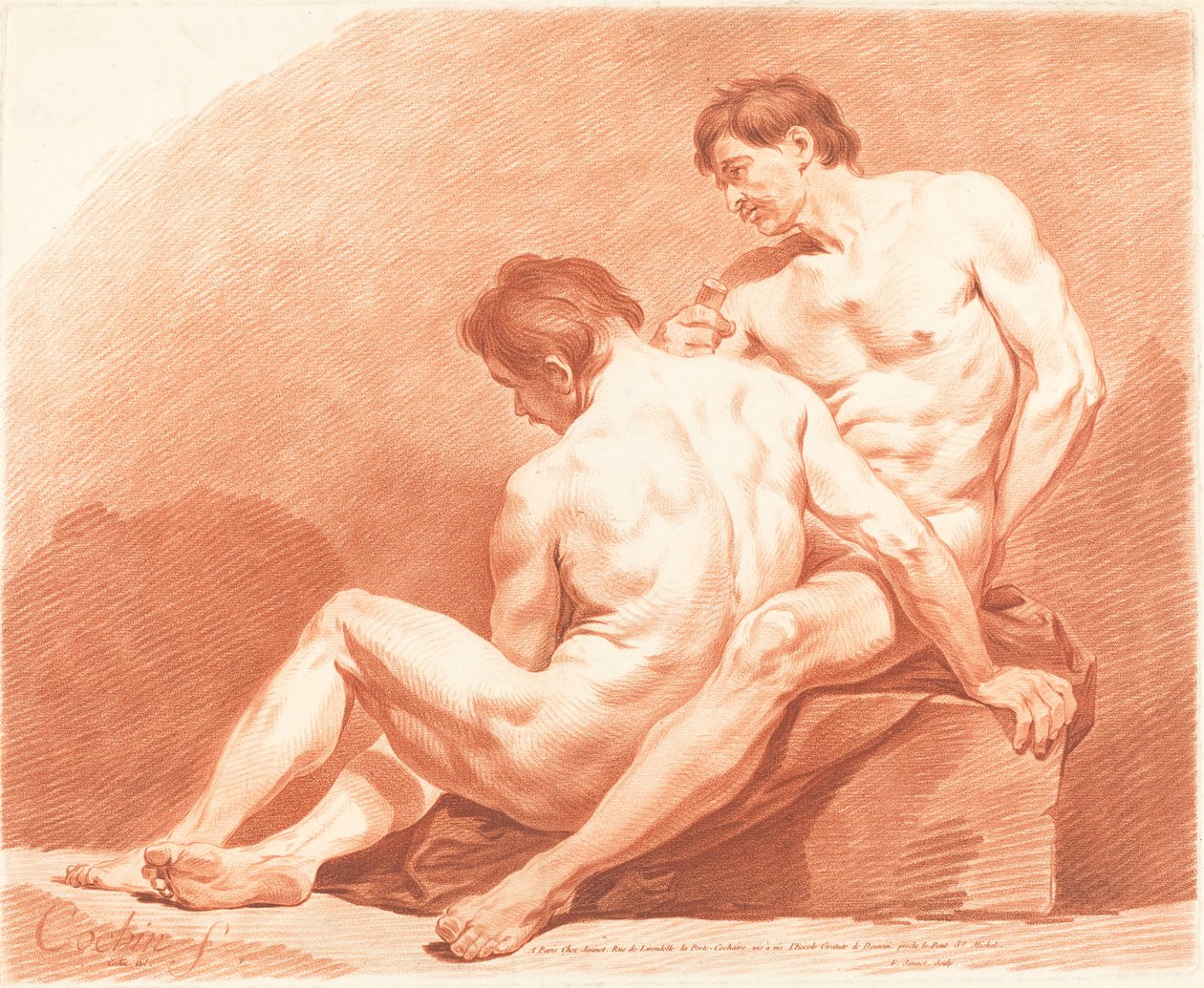 Deux hommes nus - Jean François Janinet after Charles Nicolas Cochin the Younger