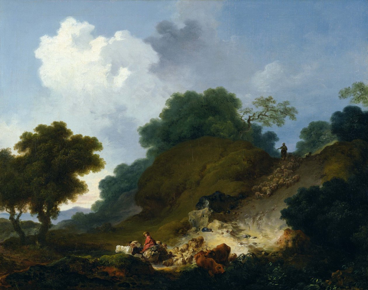 Troupeau de moutons descendant la colline - Jean Honore Fragonard