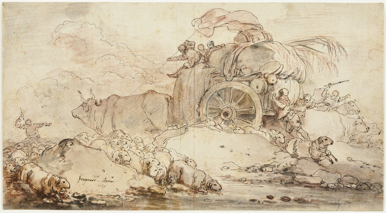 La charrette en panne - Jean Honore Fragonard