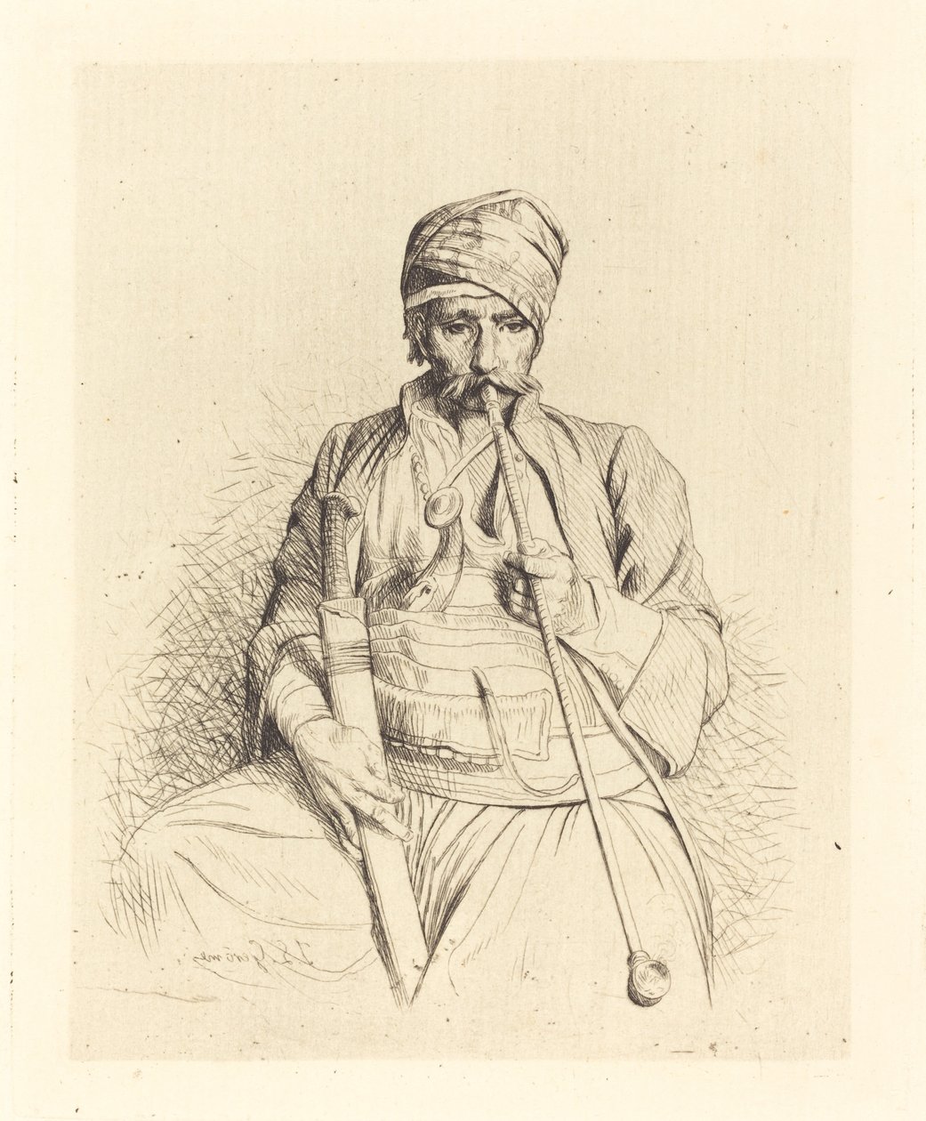 Arabe assis avec une pipe - Jean Leon Gerome