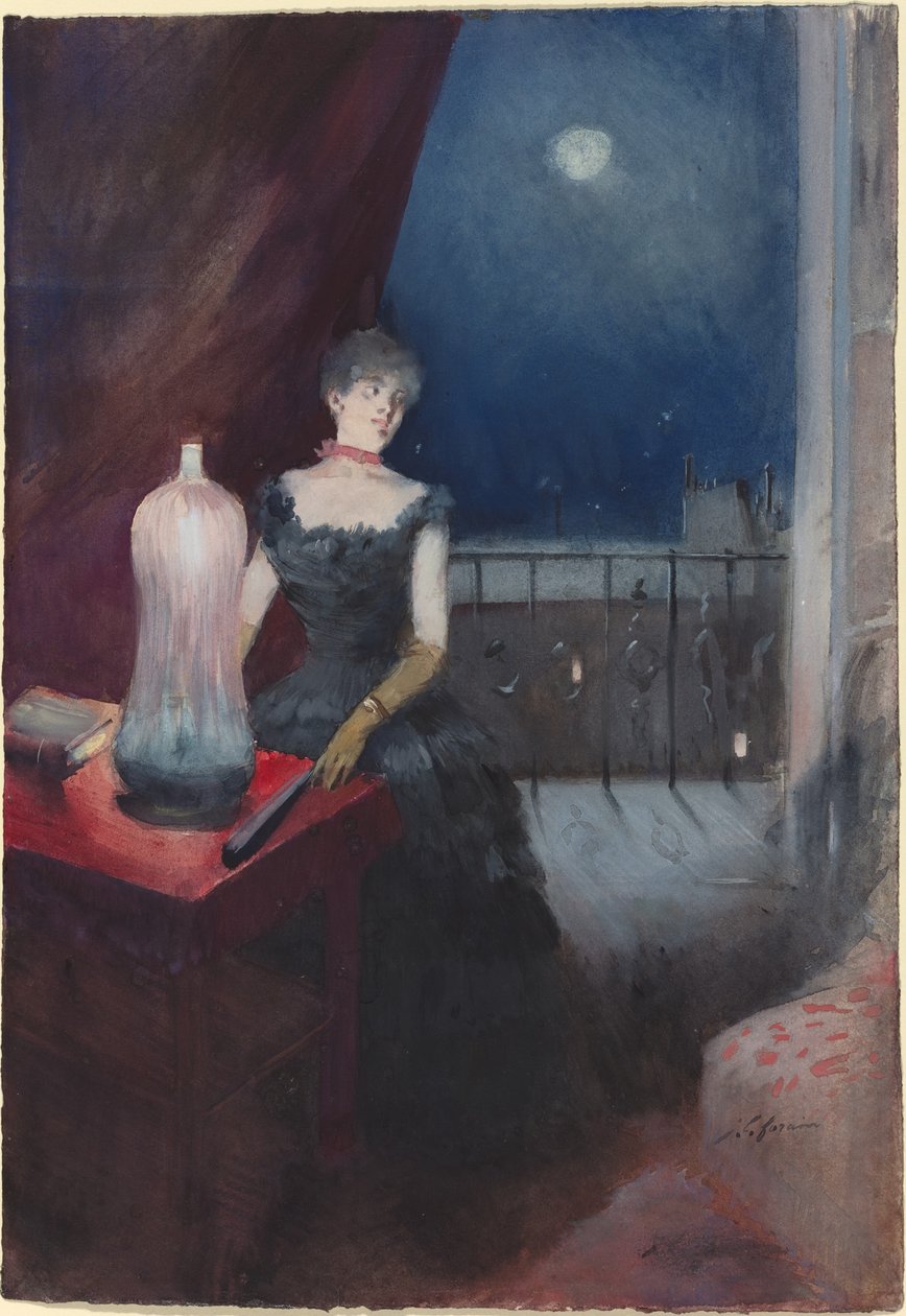 Femme debout avec un éventail - Jean Louis Forain