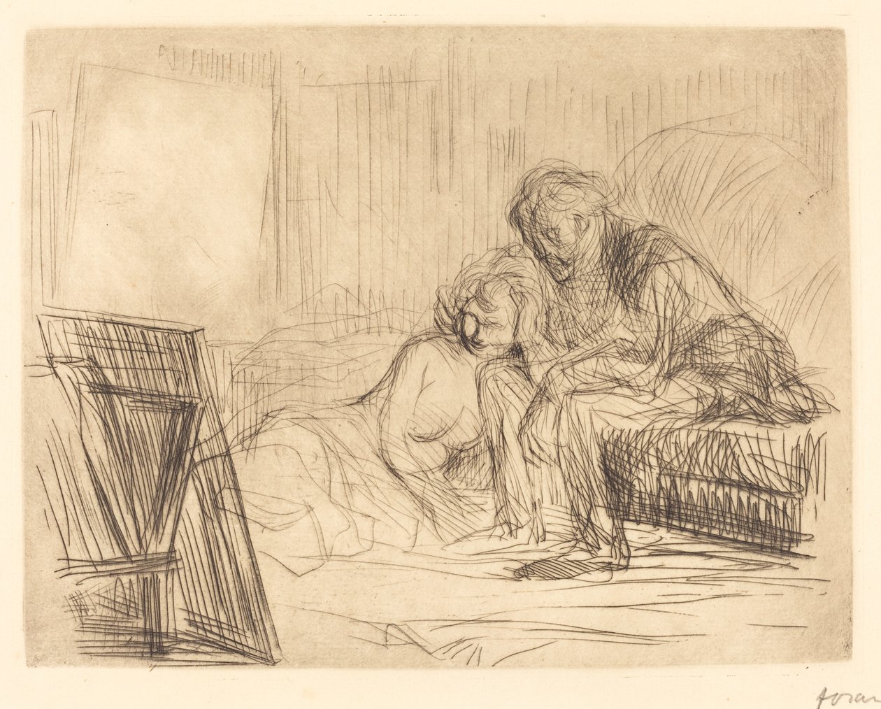 Le repos du modèle (première planche) - Jean Louis Forain