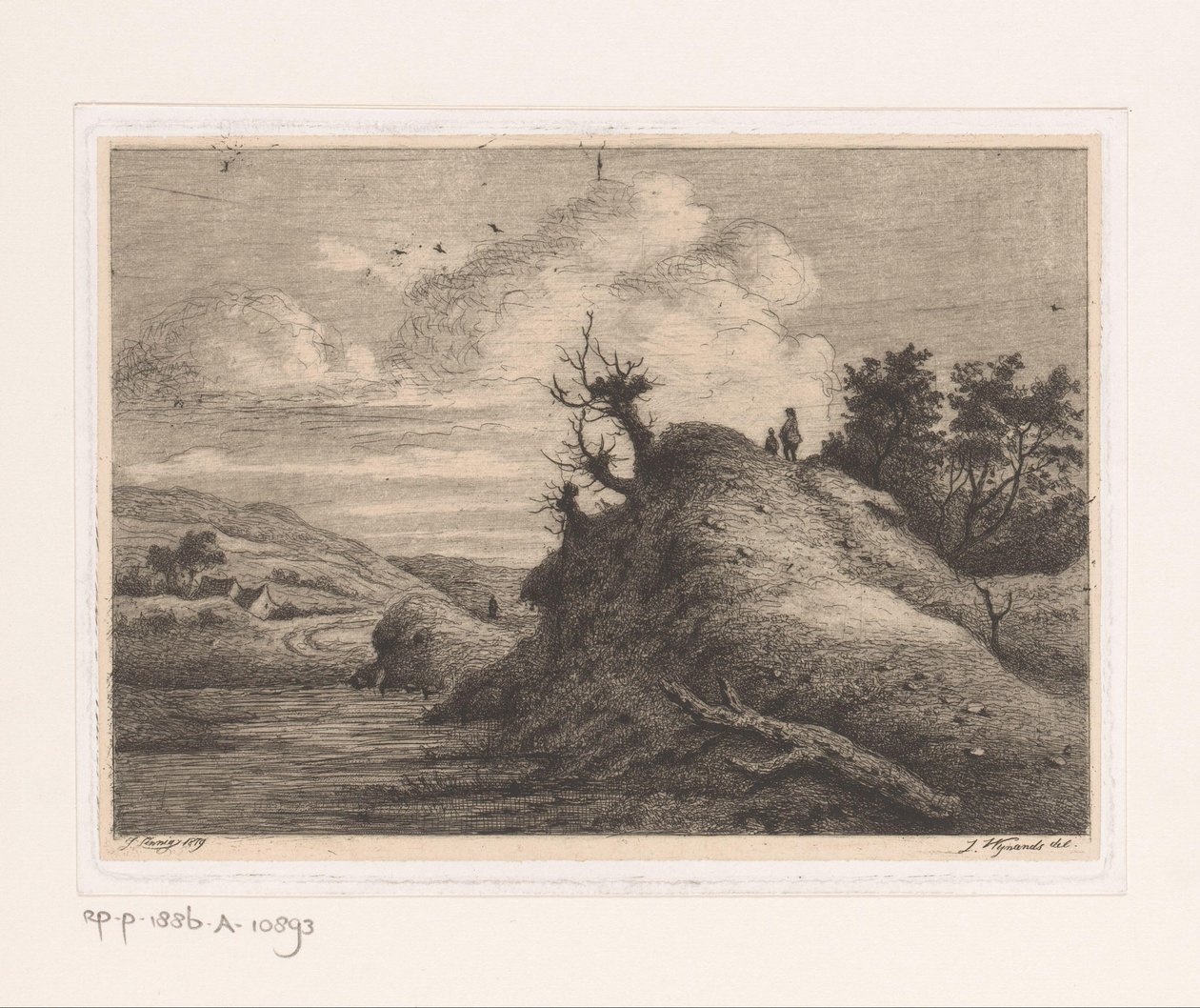 Promeneurs dans un paysage de dunes - Jean Théodore Joseph Linnig