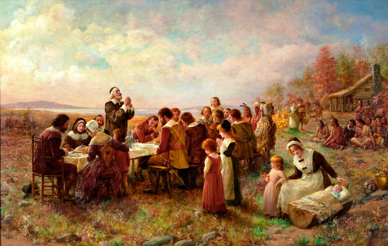 Le Premier Thanksgiving à Plymouth - Jennie Augusta Brownscombe