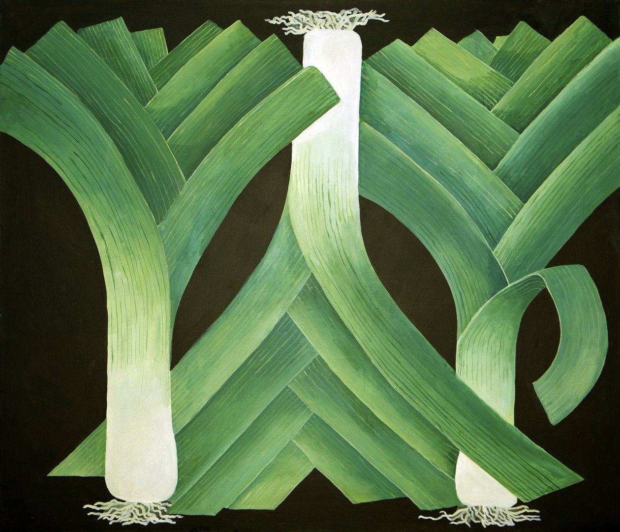 Poireaux, 2014 (acrylique sur toile) - Jennifer Abbott
