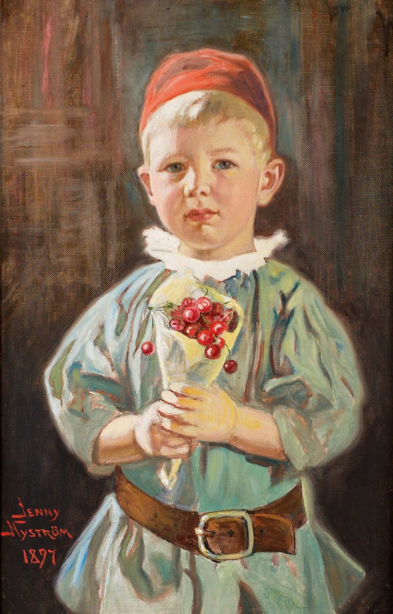 Garçon avec des cerises - Jenny Nystrom