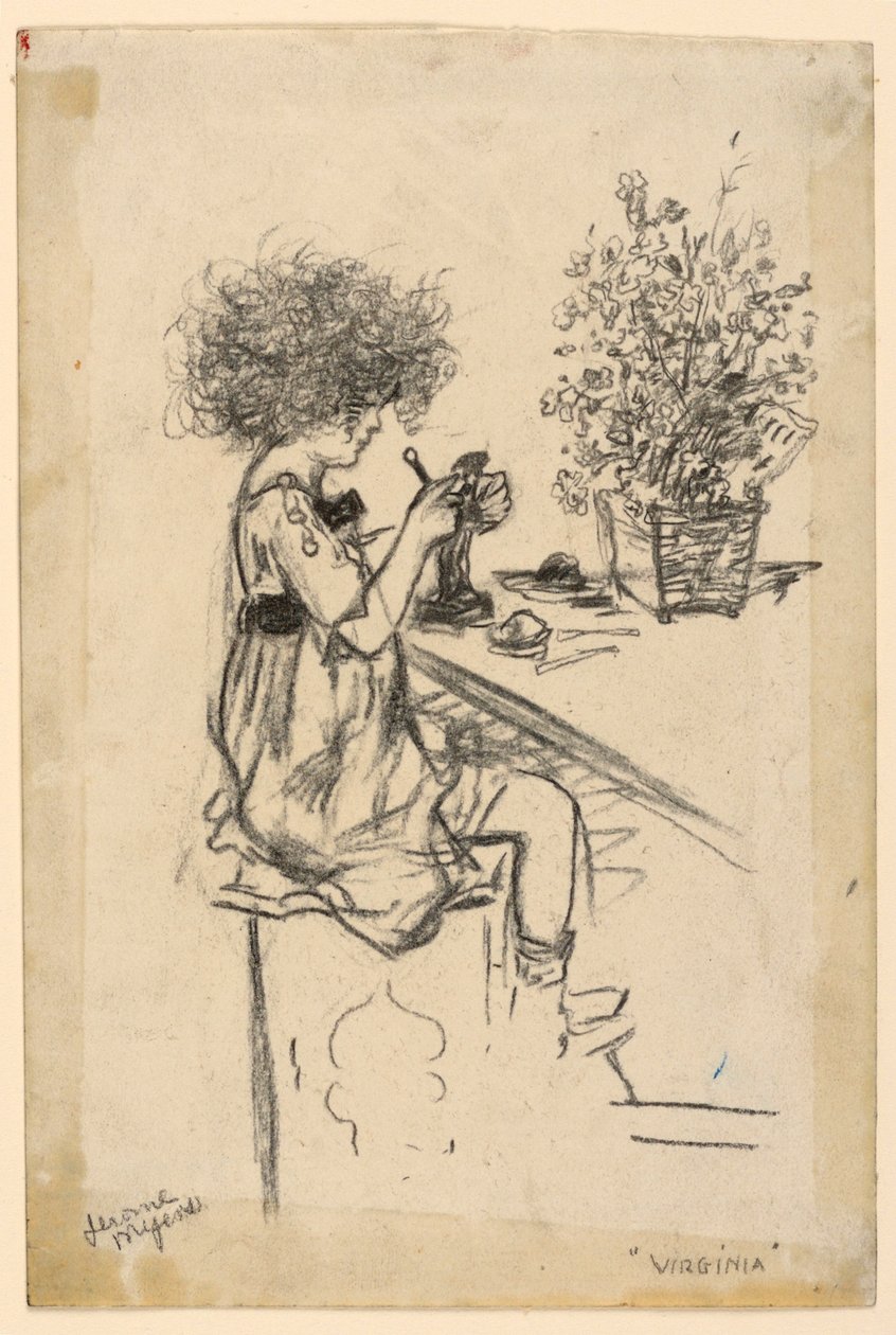 Virginia posant, étude pour une gravure - Jerome Myers