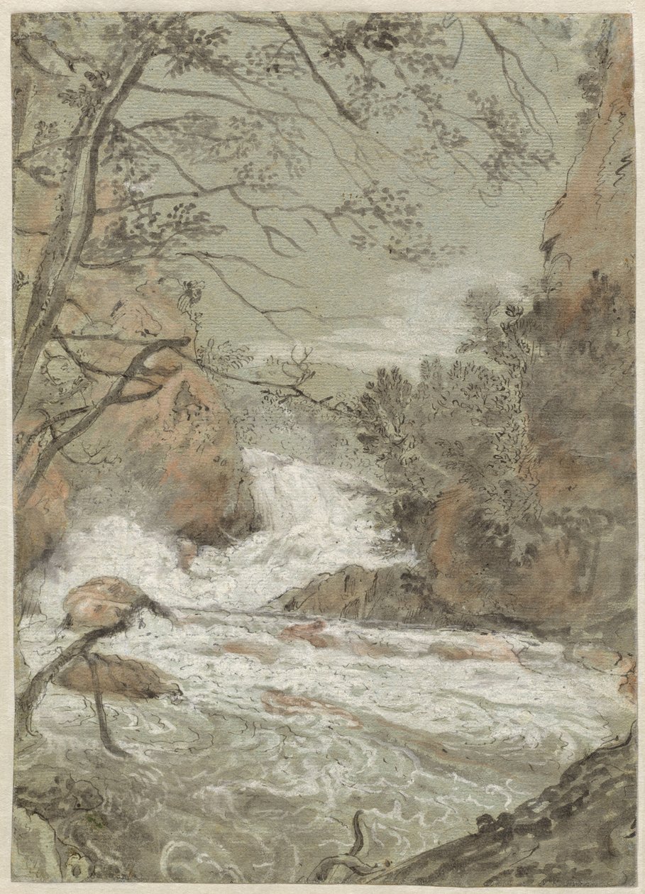 Paysage fluvial avec une cascade (recto) - Joachim Franz Beich