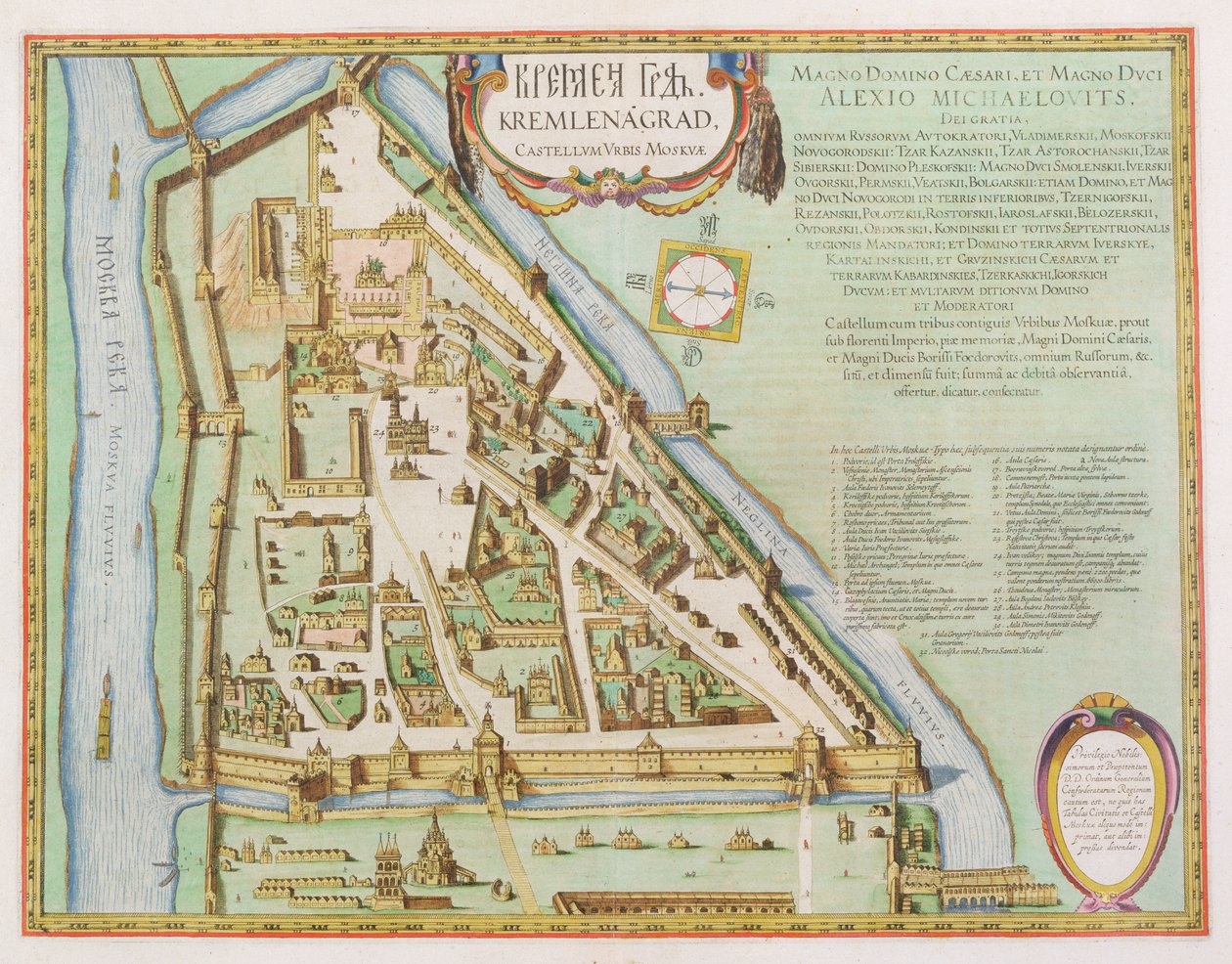 Carte montrant le Kremlin, Moscou, 1662 - Joan Blaeu