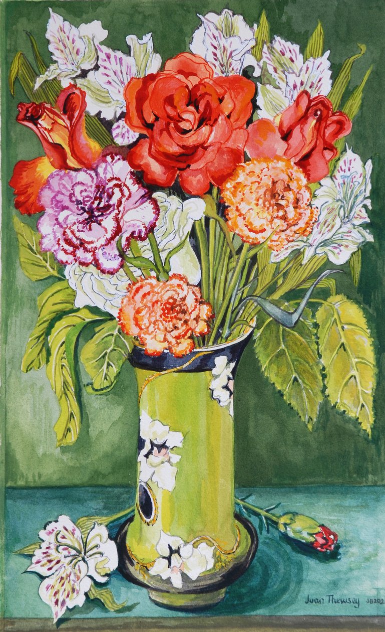 Œillets et alstroemères dans un vase Art Nouveau 2011 - Joan Thewsey