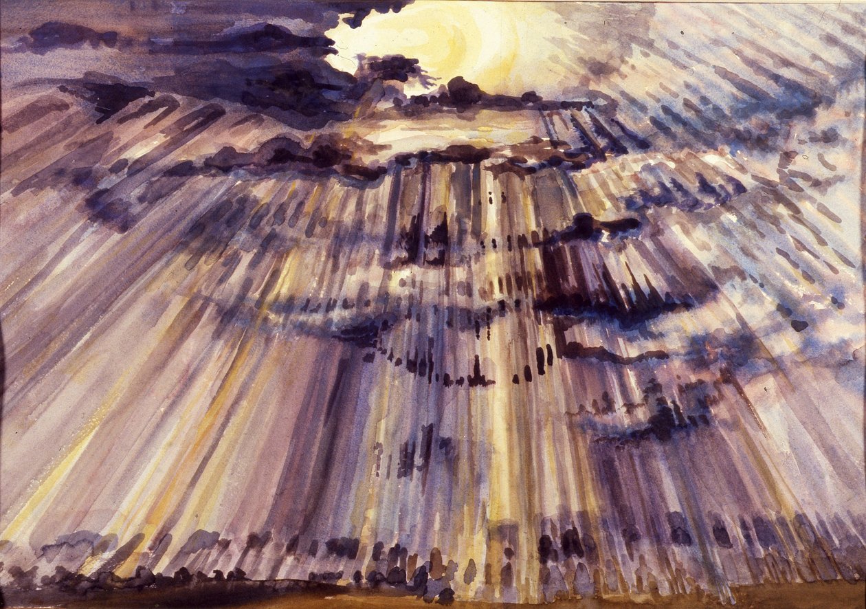 Grand ciel, soleil à travers les gouttes de pluie - Joan Thewsey