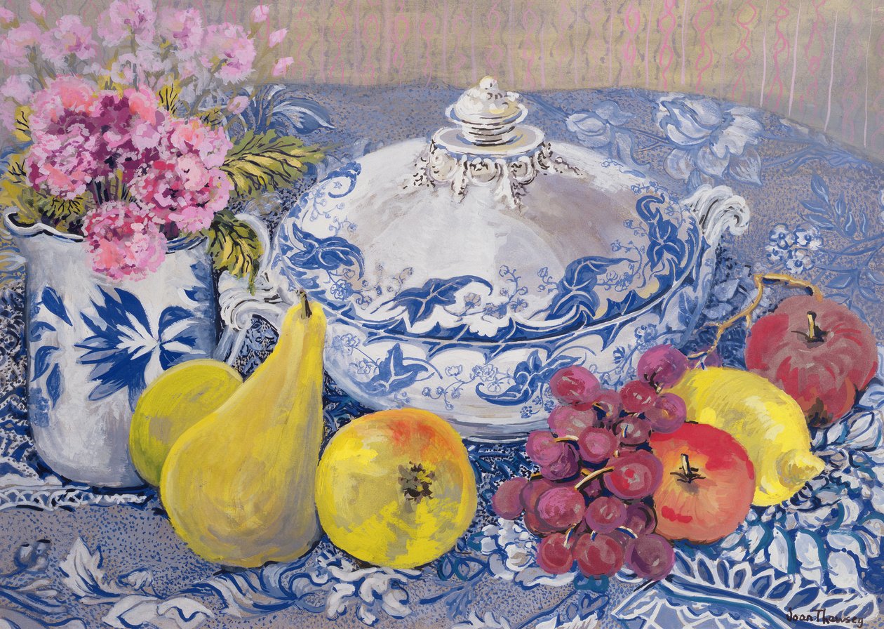 La soupière bleue et blanche avec des fruits - Joan Thewsey