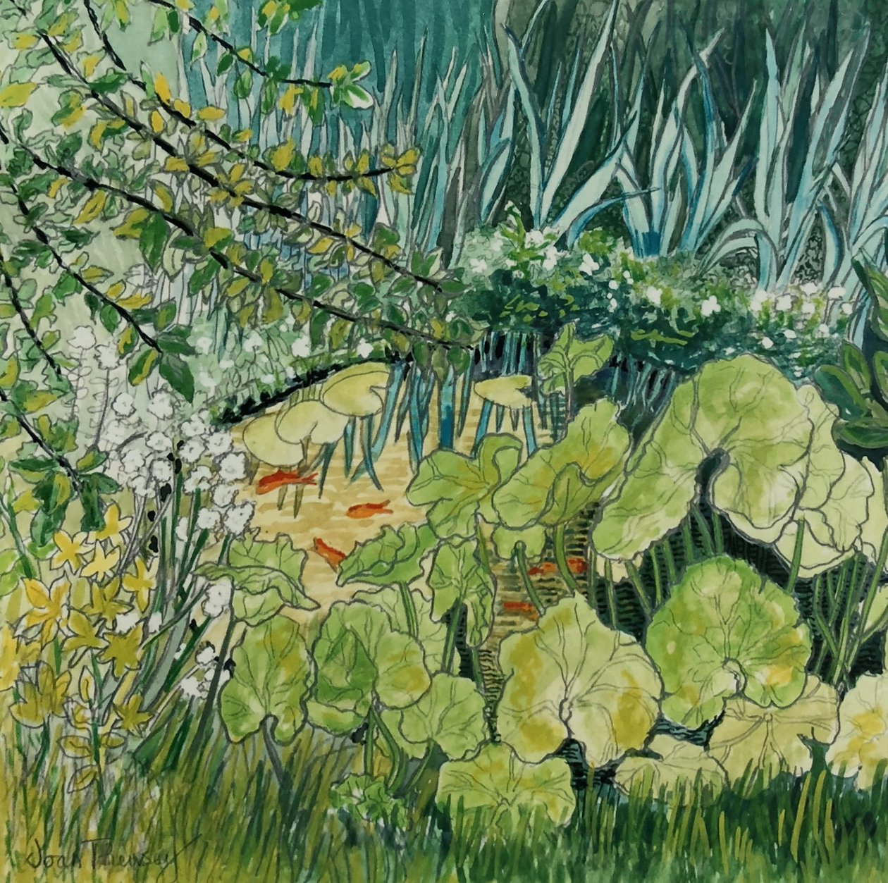 Étang avec des poissons rouges - Joan Thewsey