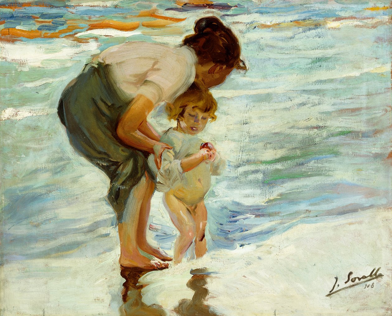 Sur la plage - Joaquín Sorolla