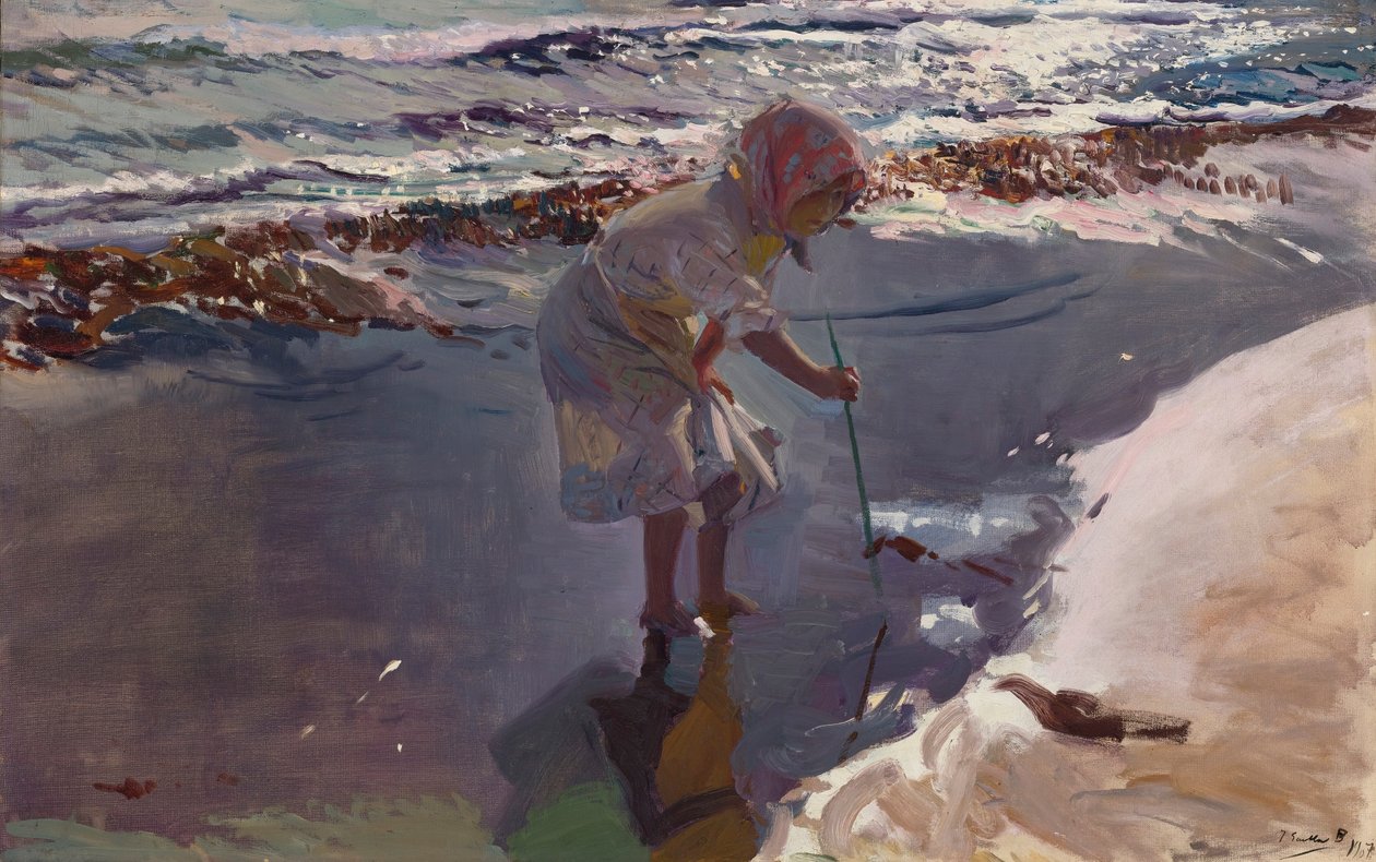 Cherchant des fruits de mer, plage de Valence - Joaquín Sorolla