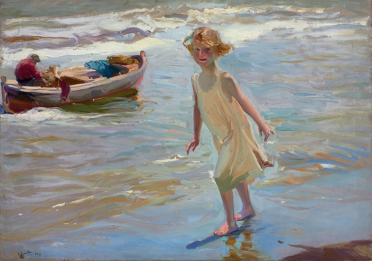 Fille sur la plage, Valence - Joaquín Sorolla
