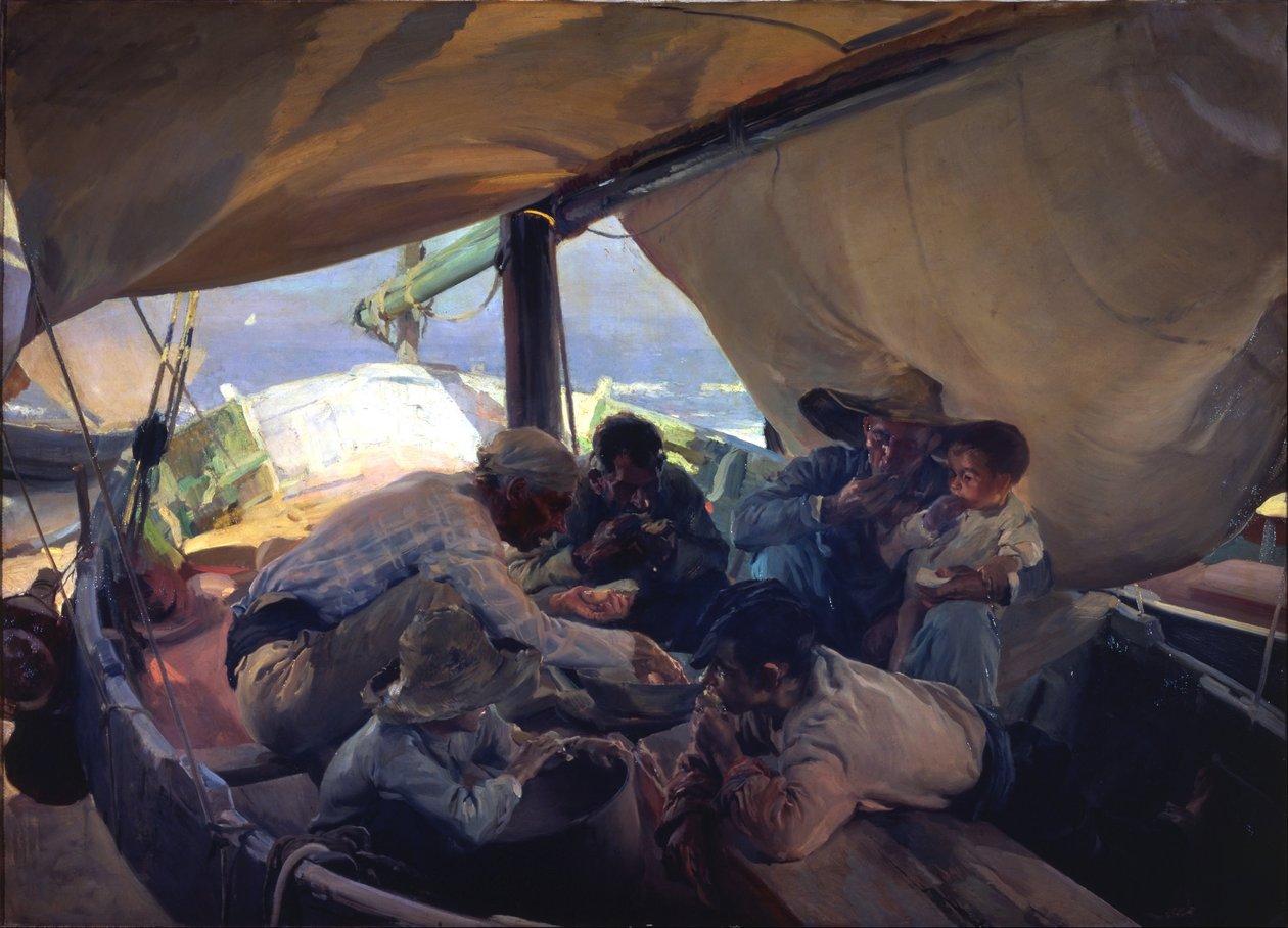 Repas dans le bateau - Joaquín Sorolla