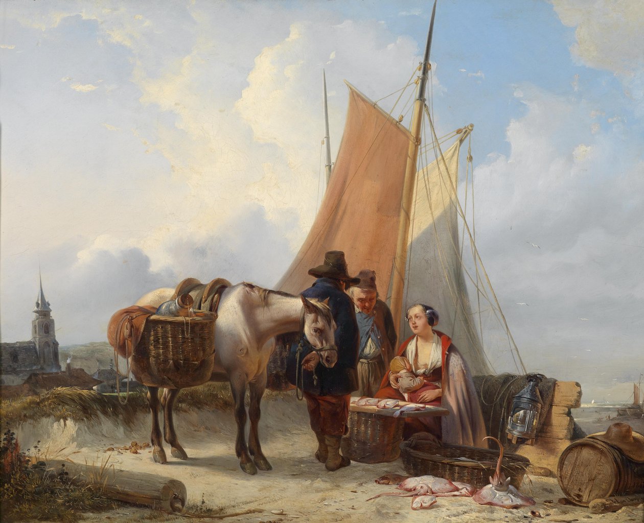 Pêcheurs sur la plage de Scheveningen - Johan Janssens