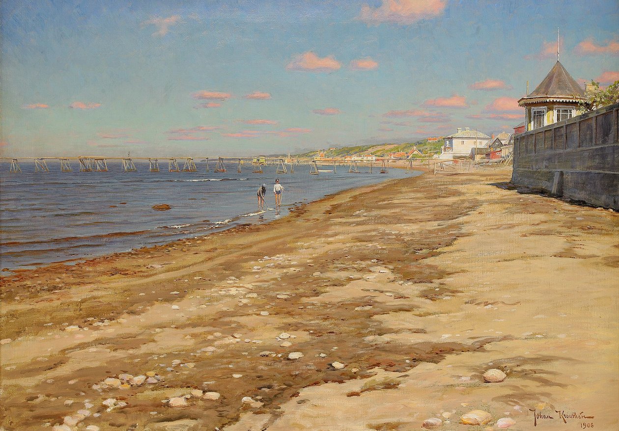 Plage avec des garçons nageant - Johan Fredrik Krouthen