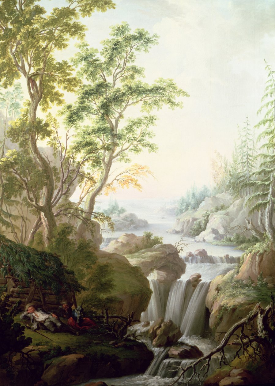 Paysage boisé rocheux avec une cascade - Johan the Elder Pasch