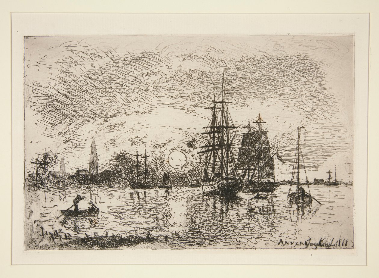 Soleil couchant - Port - Johan Barthold Jongkind