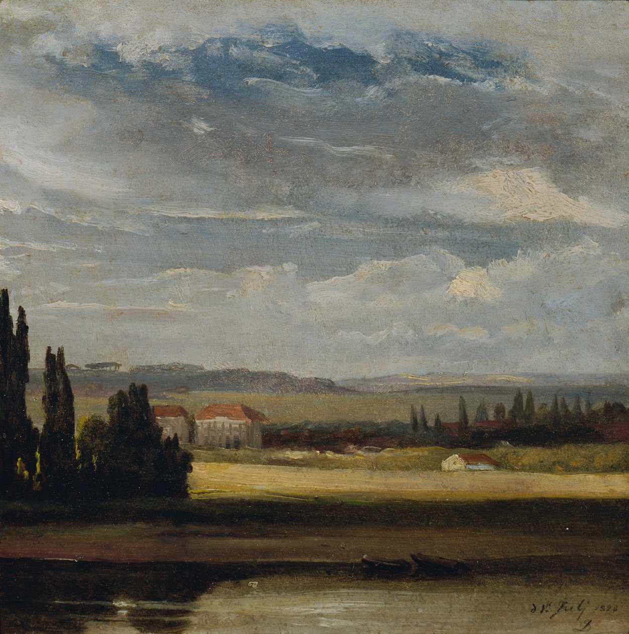 Vue de paysage avec ciel nuageux élevé - Johan Christian Dahl