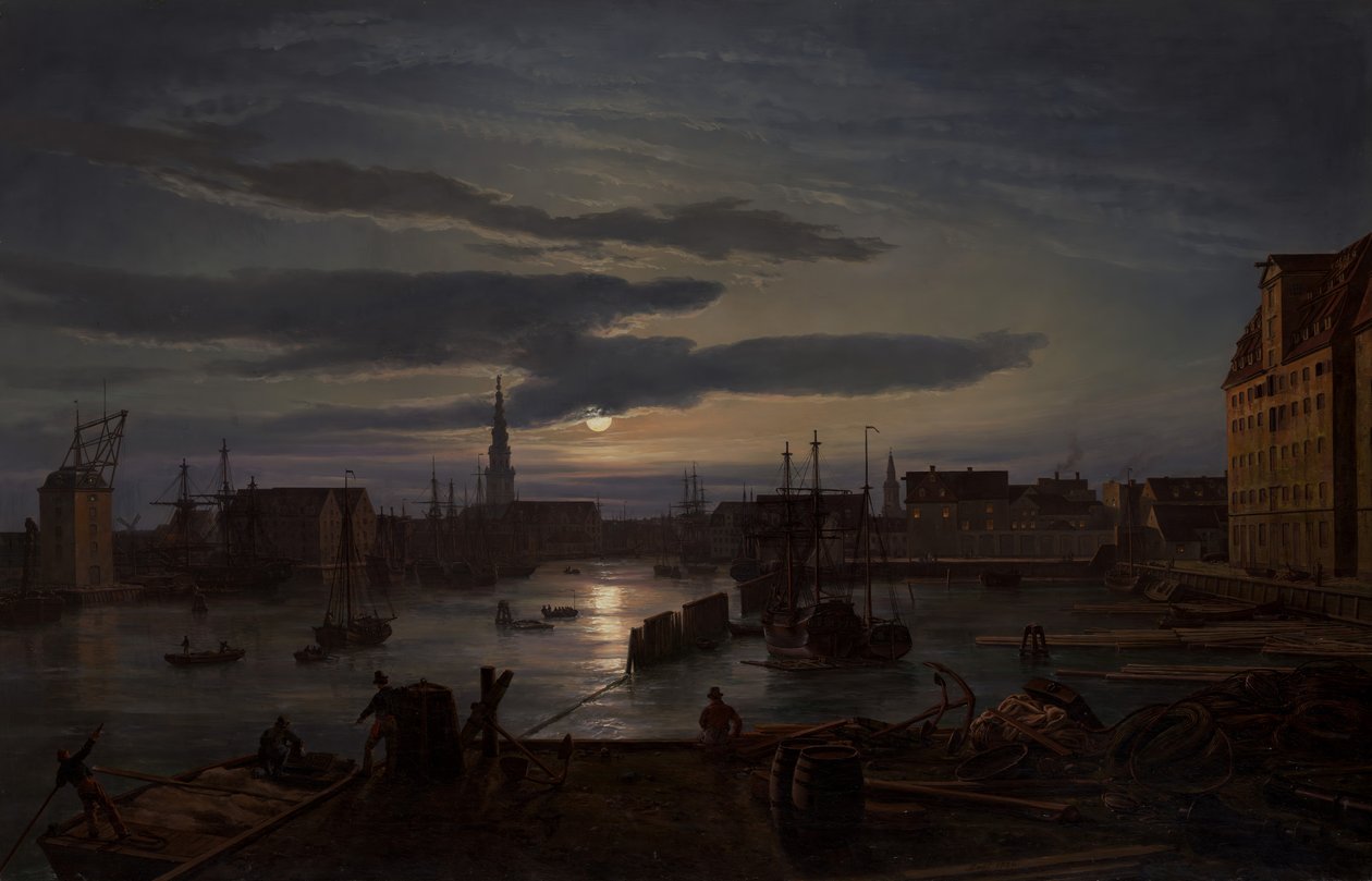 Port de Copenhague au clair de lune, 1846 - Johan Christian Dahl