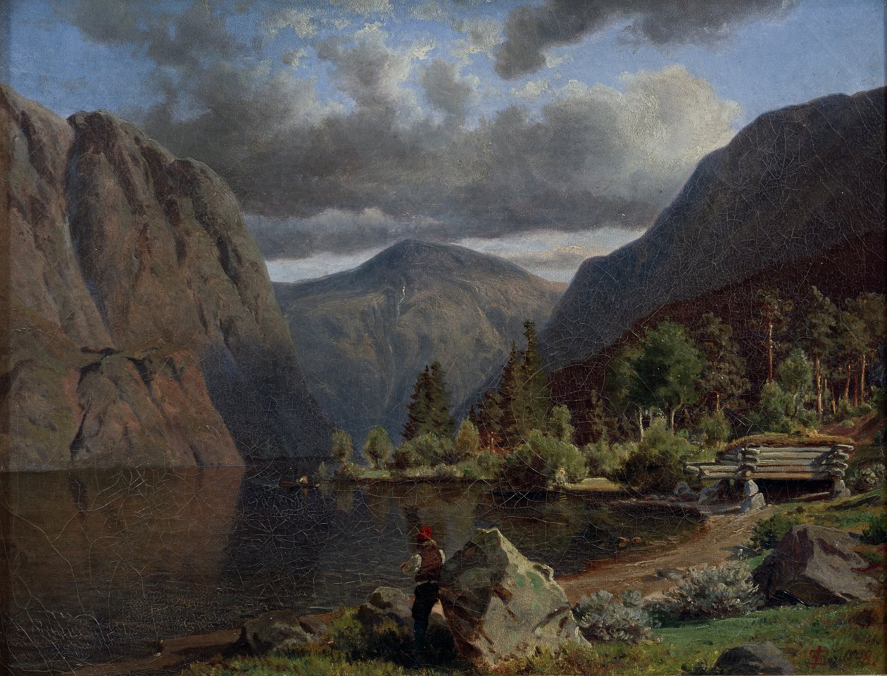 Homme dans un paysage de fjord - Johan Fredrik Eckersberg
