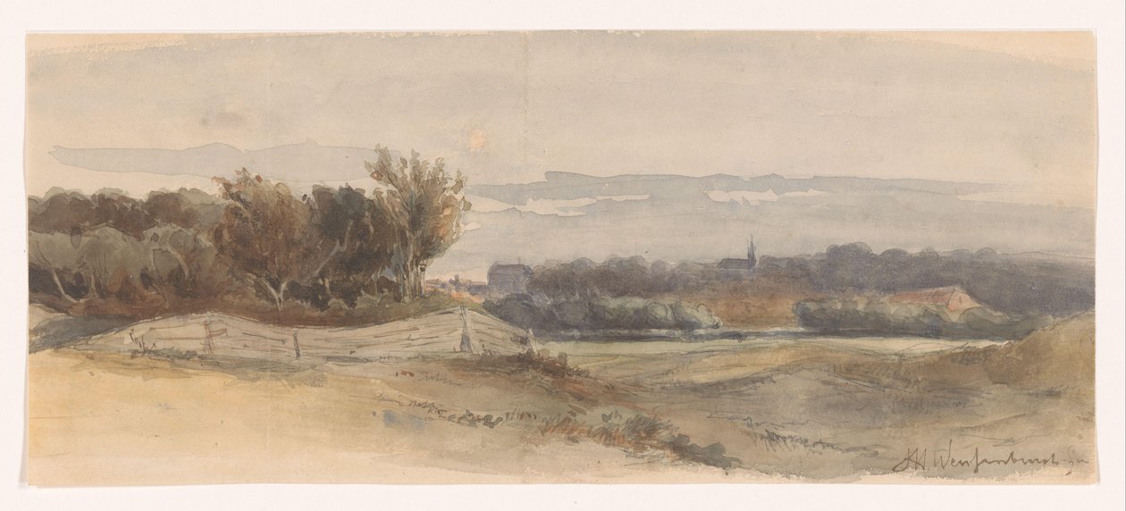 Paysage panoramique - Johan Hendrik Weissenbruch (signed by artist)