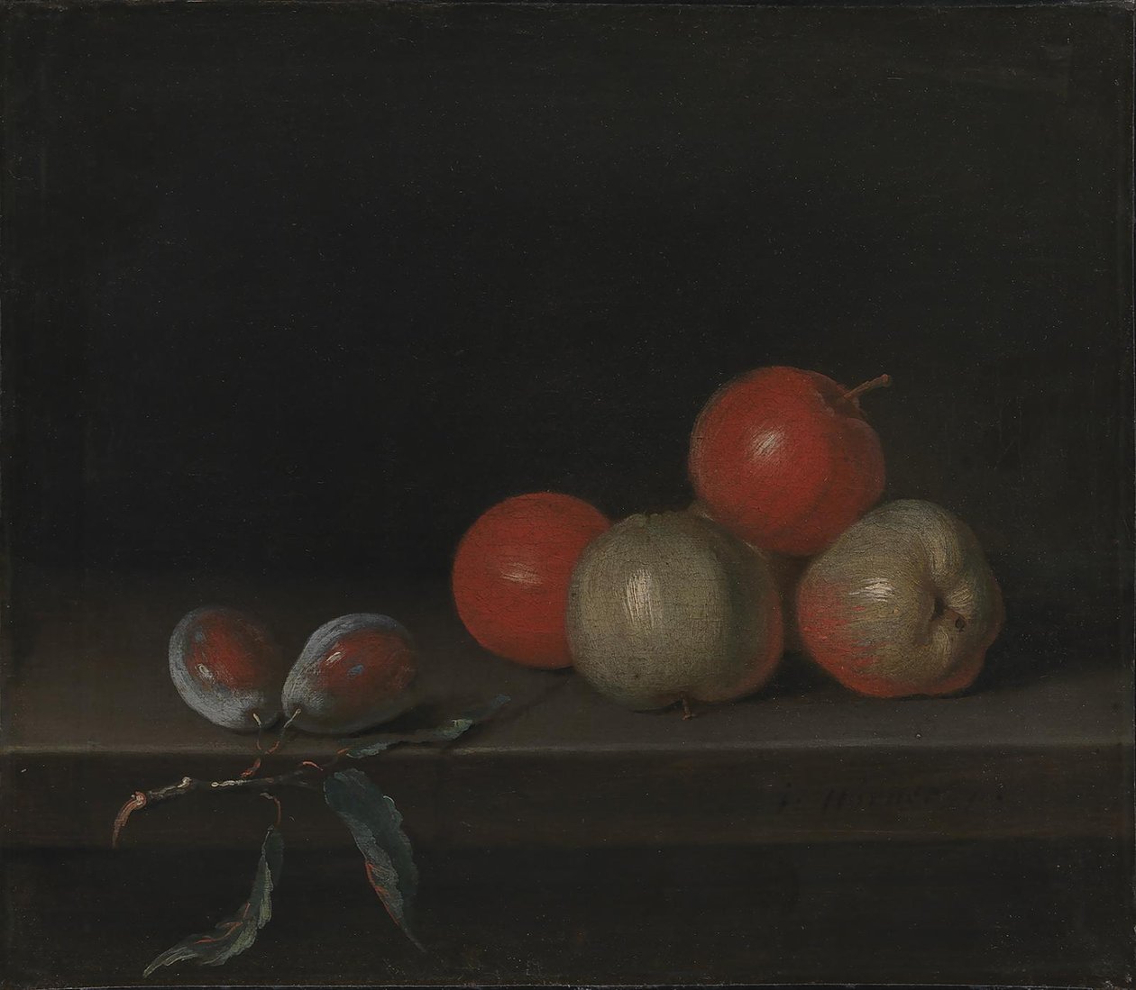 Pommes et pêches sur une table - Johan Hörner