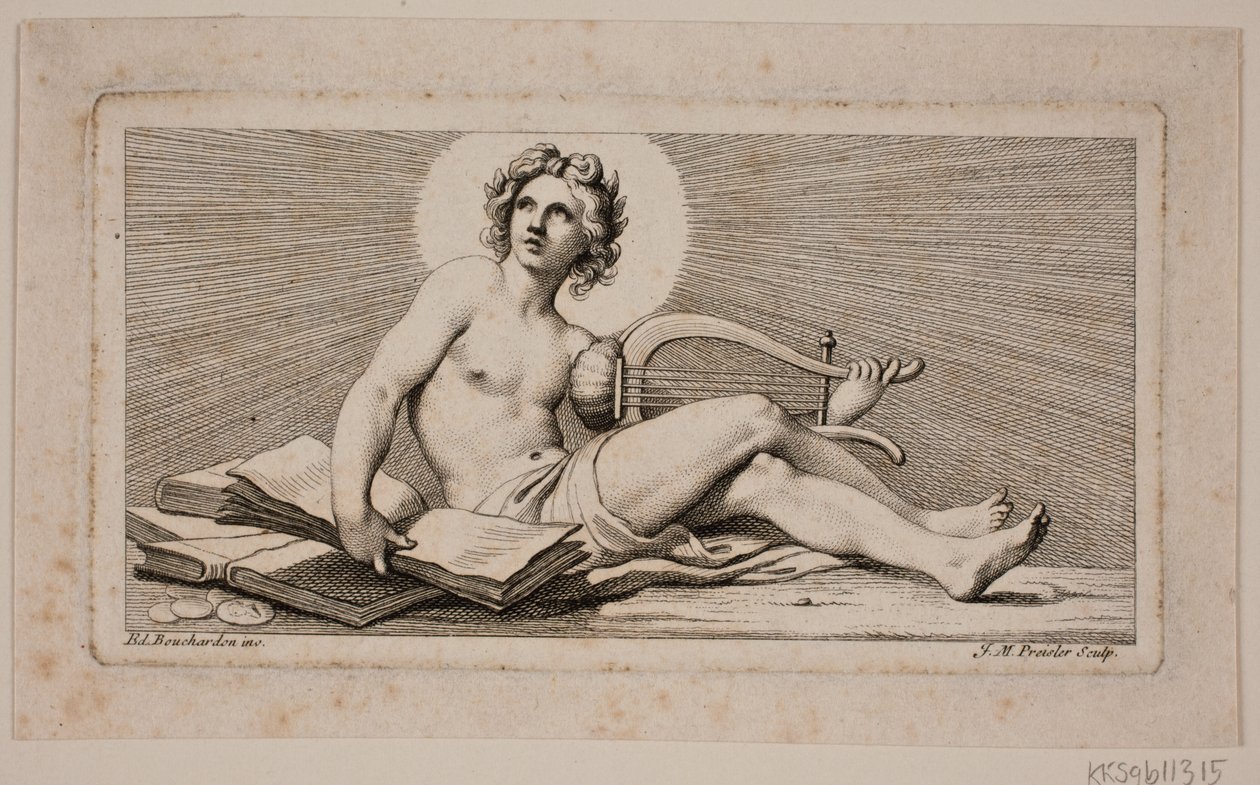 Vignette. Un Apollon assis avec la harpe - Johan Martin Preisler