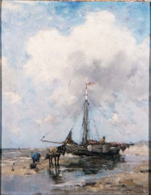 Un bateau de pêche échoué - Johan Scherrewitz