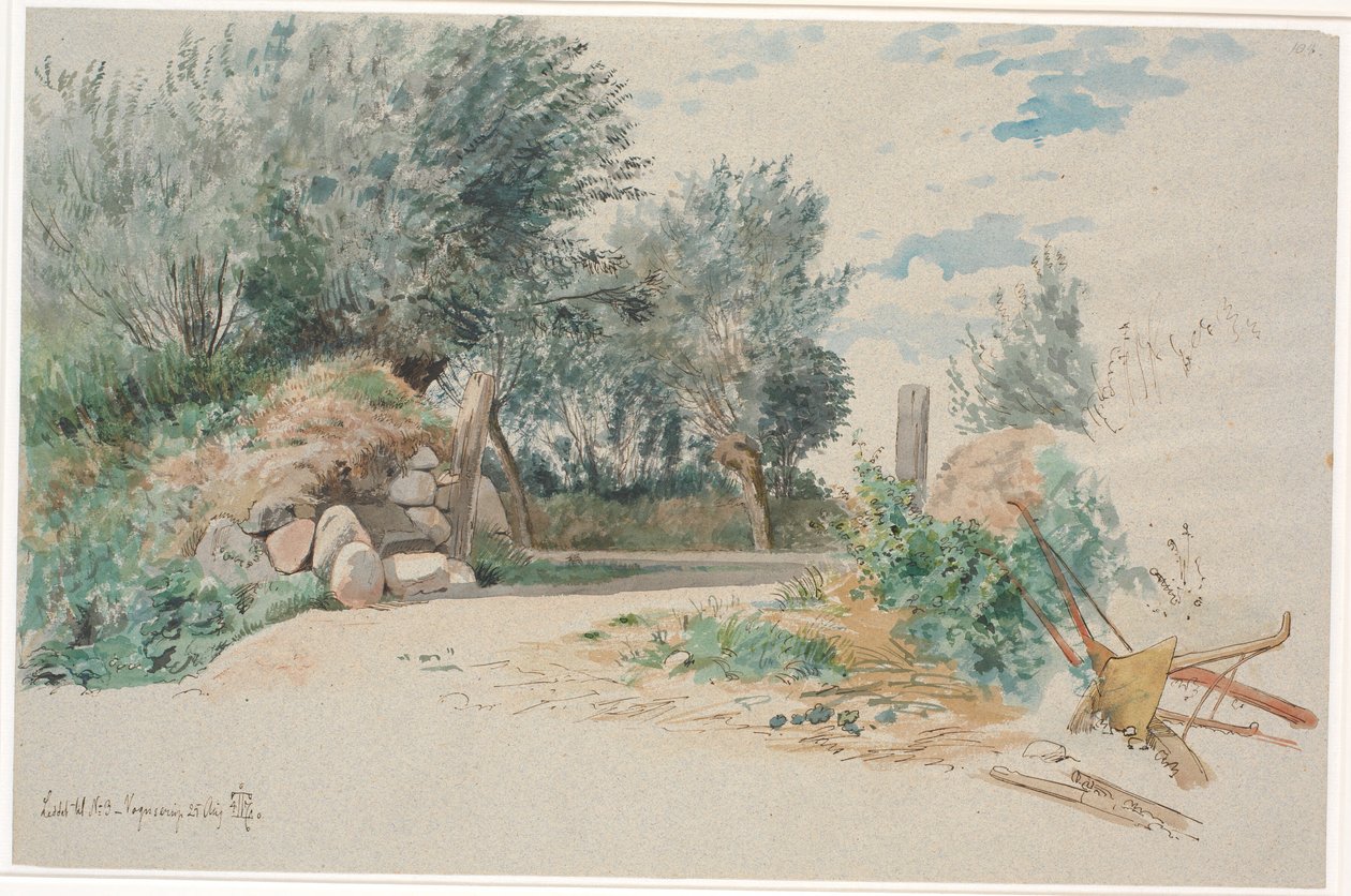 Mur de pierre avec une porte ouverte - Johan Thomas Lundbye