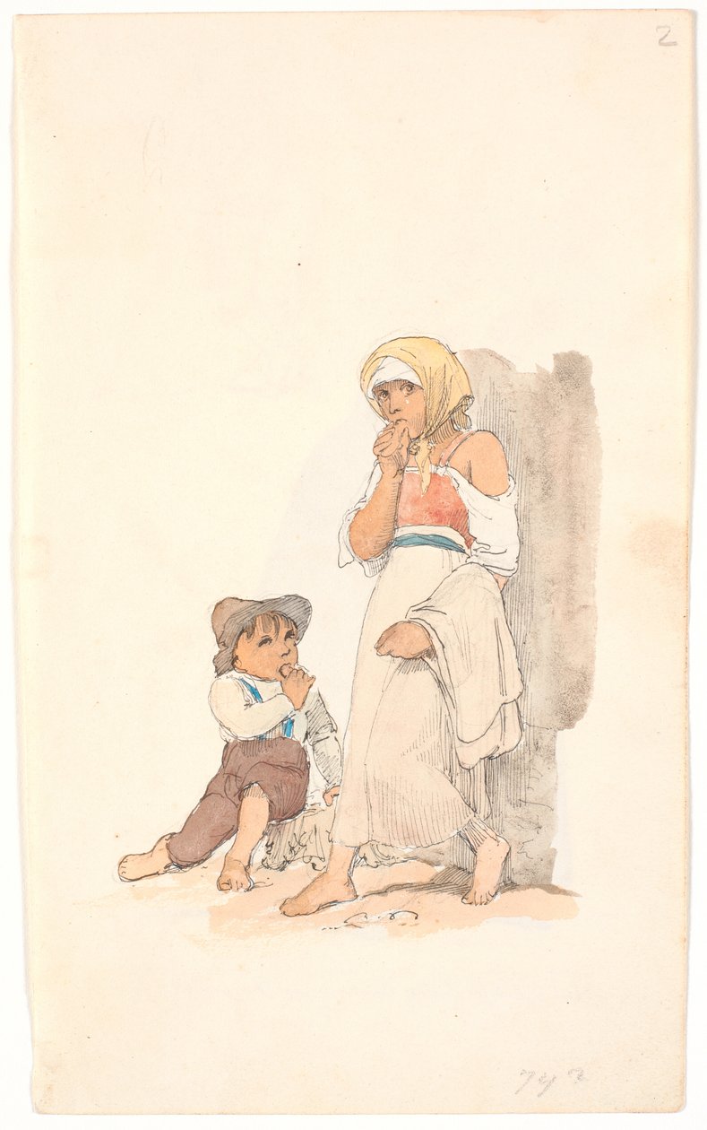 Enfants mendiants, rongeant du pain - Johan Thomas Lundbye