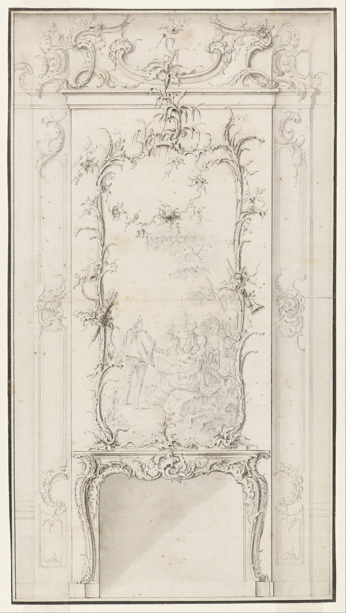Design pour un panneau mural avec cheminée - Johann August Nahl