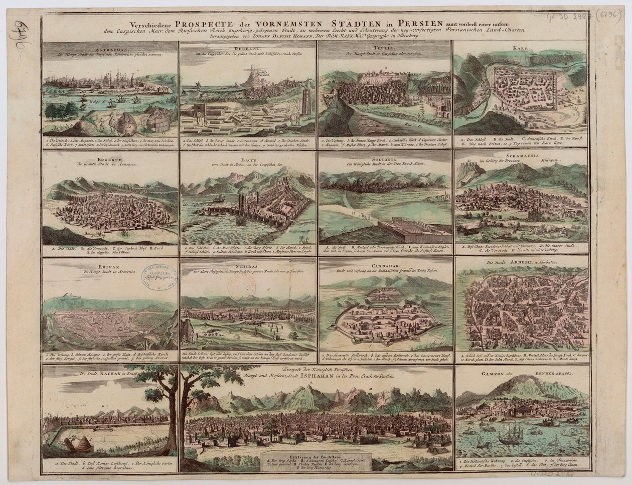 Verschiedene Prospecte der Vornemsten Städten in Persien - Johann Baptista Homann