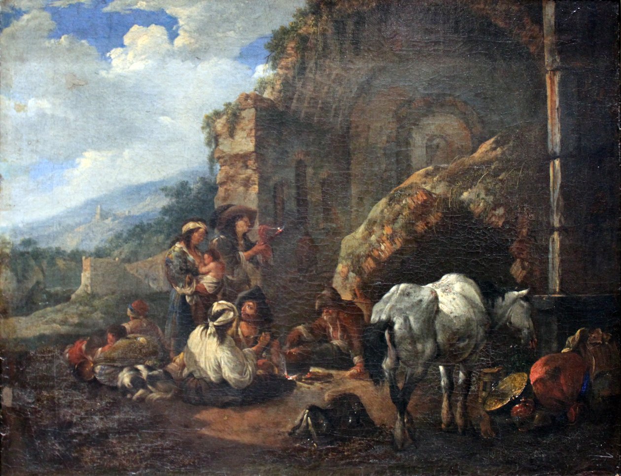 Camp de gitans dans une ruine romaine - Johann Heinrich Roos